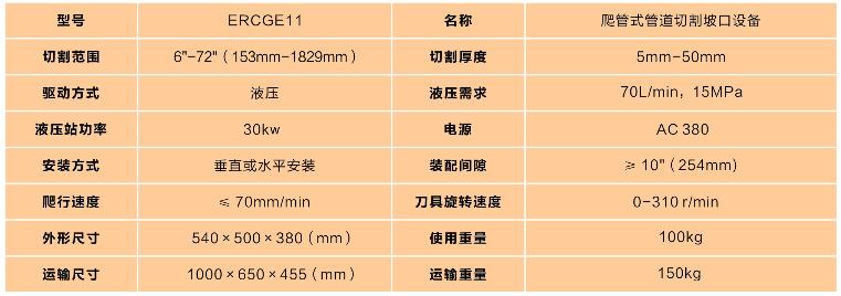 爬管式管道切割坡口機(jī)技術(shù)參數(shù)